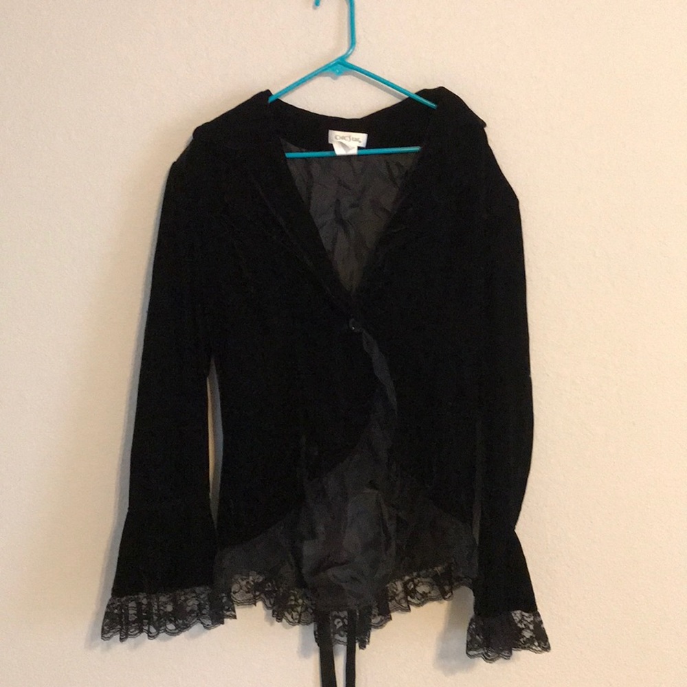 Laced black velvet jacket